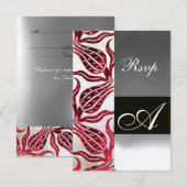 RED VELVET TULIP MONOGRAM Burgundy White Champagne RSVP Kaartje (Voorkant / Achterkant)