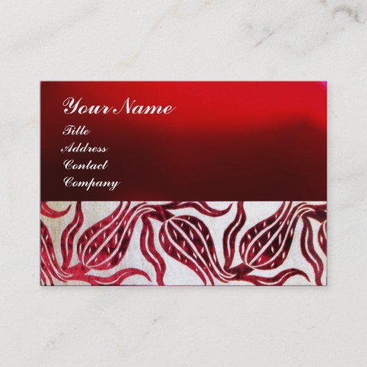 RED VELVET TULIP MONOGRAM Burgundy White Pearl Visitekaartje (Voorkant)