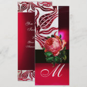 RED VELVET TULIPS MONOGRAM Burgundy White Ice Kaart (Voorkant / Achterkant)