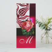 RED VELVET TULIPS MONOGRAM Burgundy White Ice Kaart (Staand voorkant)