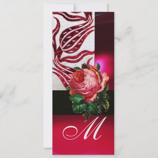 RED VELVET TULIPS MONOGRAM Burgundy White Ice Kaart (Voorkant)