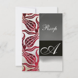 RED VELVET TULIPS MONOGRAM Burgundy White Ice RSVP Kaartje