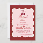 Red Velvet Valentine cherry bow Bridal Shower Kaart (Voorkant)