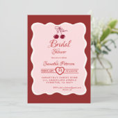 Red Velvet Valentine cherry bow Bridal Shower Kaart (Staand voorkant)