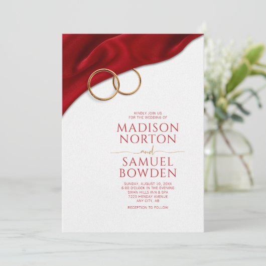 Red Velvet Wedding Invitation Kaart (Staand voorkant)