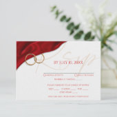 Red Velvet with Wedding Rings Response Card RSVP Kaartje (Staand voorkant)