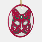 Red Venetian Cat Mask Design Keramisch Ornament (Rechts)