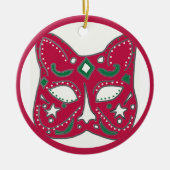Red Venetian Cat Mask Design Keramisch Ornament (Voorkant)