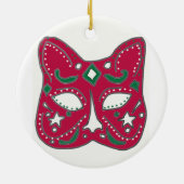 Red Venetian Cat Mask Design Keramisch Ornament (Achterkant)