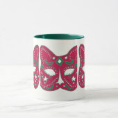 Red Venetian Cat Mask Design Mok (Midden)