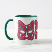 Red Venetian Cat Mask Design Mok (Links)