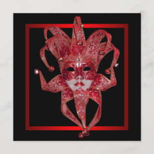 Red Venetian Mardi Gras Masquerade Party Kaart