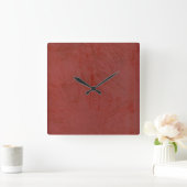 Red Venetian Plaster Faux Finish Square Wallklok Vierkante Klok (Huis)