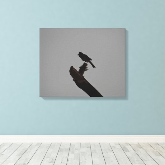 Red-vented Bulbul in Silhouet Stijlvolle foto Canvas Afdruk (Insitu (Houten vloer))