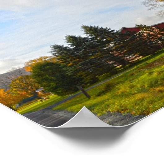 Red Vermont Barns in het najaar Poster (Hoek)