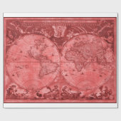 Red Version Antiek Wereldkaart J Blaeu 1664 Cadeaupapier (Vlak)