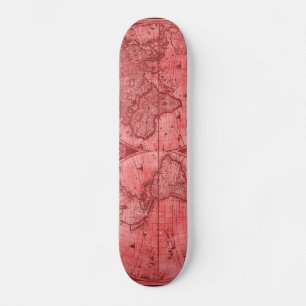 Red Version Antiek Wereldkaart J Blaeu 1664 Skateboard