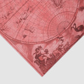 Red Version Antiek Wereldkaart J Blaeu 1664 Tissuepapier (Detail)