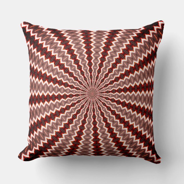 Red Vibration Kaleidoscope Pattern Kussen (Voorkant)