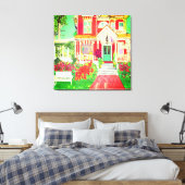 Red Victorian House Lush Yard Canvas Afdruk (Insitu (Slaapkamer))