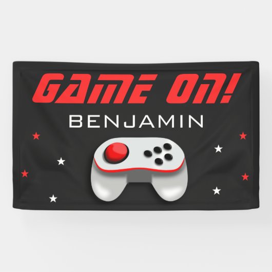 Red Video Game Birthday Party Spandoek (Horizontaal)