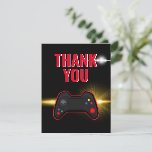 Red Video Game Party Hartelijk dank Bedankkaart (Staand voorkant)