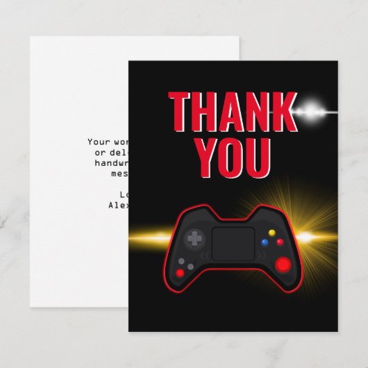 Red Video Game Party Hartelijk dank Bedankkaart (Voorkant / Achterkant)
