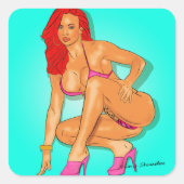 Red Vierkante Sticker (Voorkant)