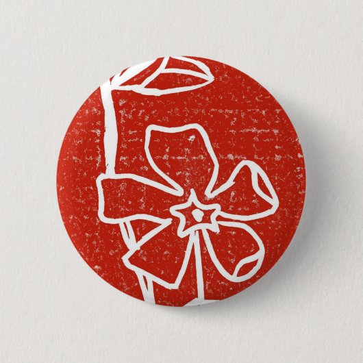 "Red Vinca" Floral Button (Voorkant)