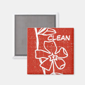 "Red Vinca" Status van schoonmaakwasmachine Magnet (Voorkant / Achterkant)