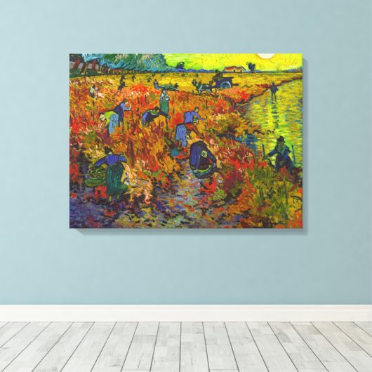 Red Vineyard at Arles, 1888 by Vincent van Gogh Canvas Afdruk (Insitu (Houten vloer))