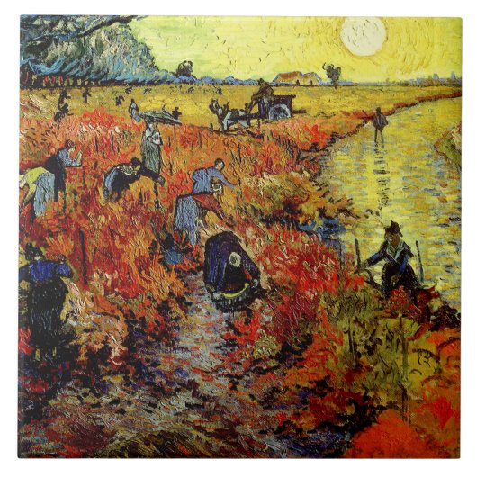 Red Vineyard Van Gogh Fine Art Tegeltje (Voorkant)