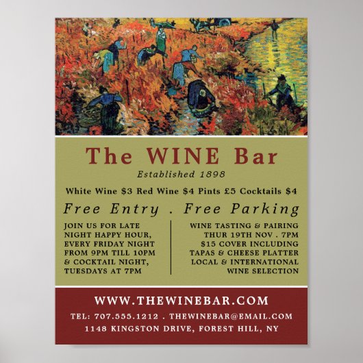 Red Vineyards, Van Gogh, Wijnstang/Winery Poster (Voorkant)