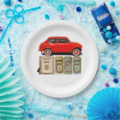 Red Vintage-auto Papieren Bordje (Feest)