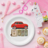 Red Vintage-auto Papieren Bordje (Feest)