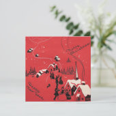 Red Vintage-kerstfeest Happy-jaars Feestdagenkaart (Staand voorkant)