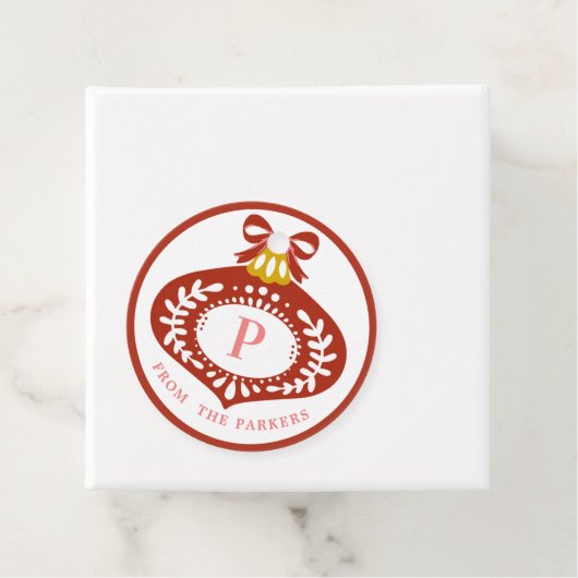 Red Vintage-kerstversiering | Monogram Bedankjes Labels (In situ)