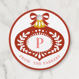 Red Vintage-kerstversiering | Monogram Bedankjes Labels