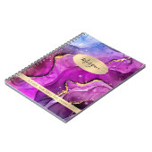 Red Violet, Blue & Gold Ink Abstract, naam/onderwe Notitieboek (Linkerzijde)