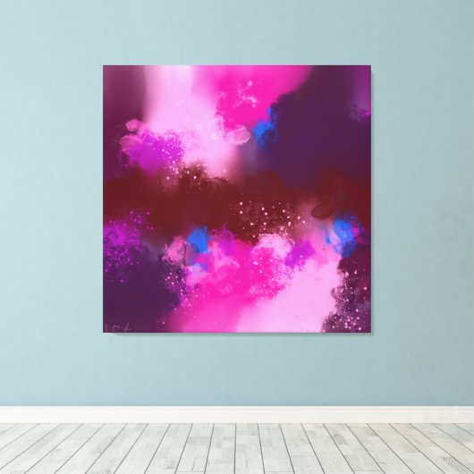 Red Violet Paars Blue Abstract Canvas Afdruk (Insitu (Houten vloer))