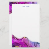 Red Violet & Paarse inkt Abstract, DIY-naam/berich Briefpapier (Voorkant / Achterkant)