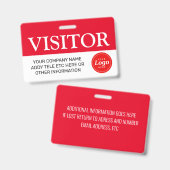 Red Visitor Badge (Voor- en achterkant)