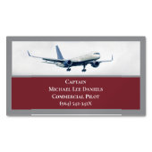 Red Vliegtuig Captain Piloot Plane Sky Magnetisch Visitekaartje (Voorkant)