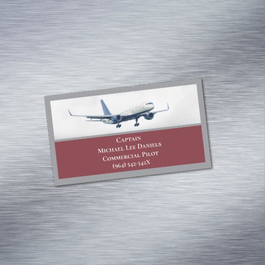 Red Vliegtuig Captain Piloot Plane Sky Magnetisch Visitekaartje (Voorbeeld)