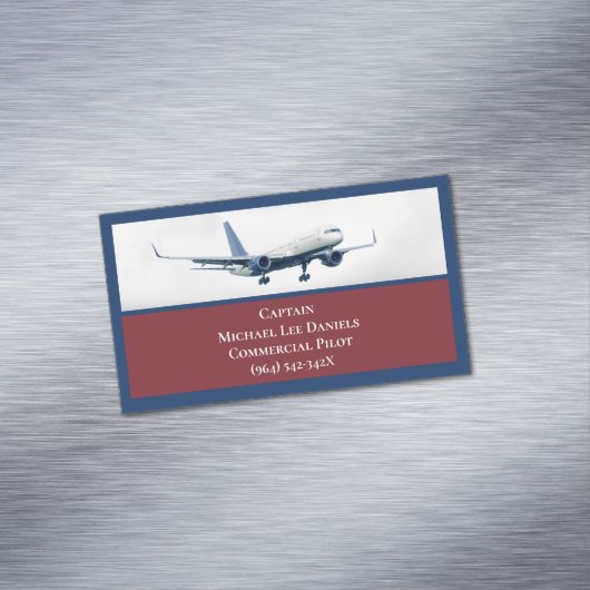 Red Vliegtuig Captain Piloot Plane Sky Magnetisch Visitekaartje (Voorbeeld)