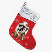 Red VOEG UW DOG Foto toe en noem Beste Kerstman Grote Kerstsok (Voorkant (Hangend))