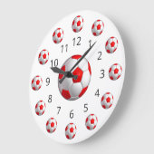 Red Voetbal Atom-klok met cijfers Grote Klok (Hoek)