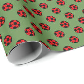 Red Voetbal Patroon Cadeaupapier (Rol Hoek)