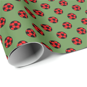 Red Voetbal Patroon Cadeaupapier