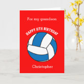 Red Volleyball 11th Birthday Kaart (Gele Bloem)